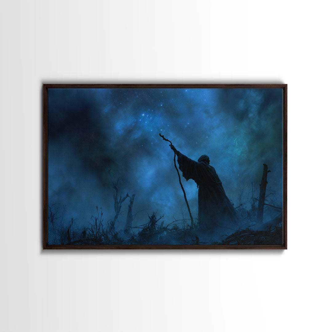 The Star-Seer Of Black Dunwich, Landscape Wall Art, Cosmic Horror Wall Art, Framed Canvas Print, Halloween Wall Decor, Gothic Home Decor