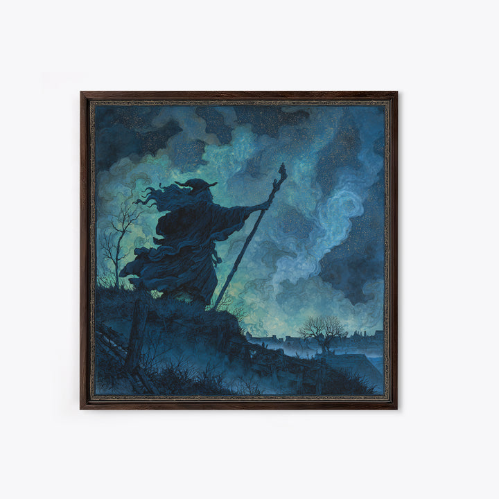 The Star-Seer Of Black Dunwich, Square Wall Art, Macabre Wall Art, Canvas Print, Halloween Wall Decor, Gothic Home Decor, Halloween Wall Art