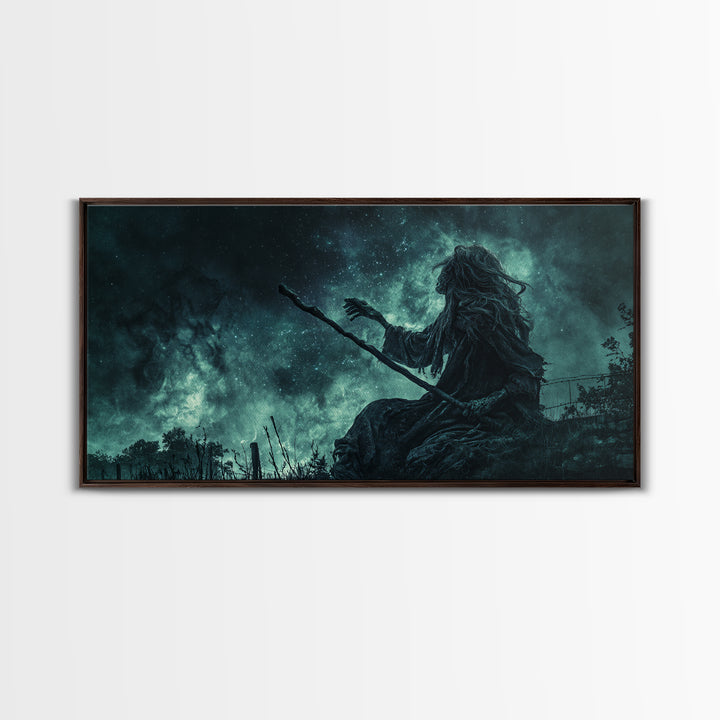 The Star-Seer Of Black Dunwich, Wide Panoramic Art, Eldritch Gothic Decor, Canvas Print, Halloween Wall Decor, Gothic Home Decor