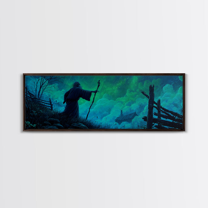 The Star-Seer Of Black Dunwich, Extra Wide Wall Art, Spooky Home Decor, Framed Canvas Print, Halloween Wall Decor, Gothic Home Decor