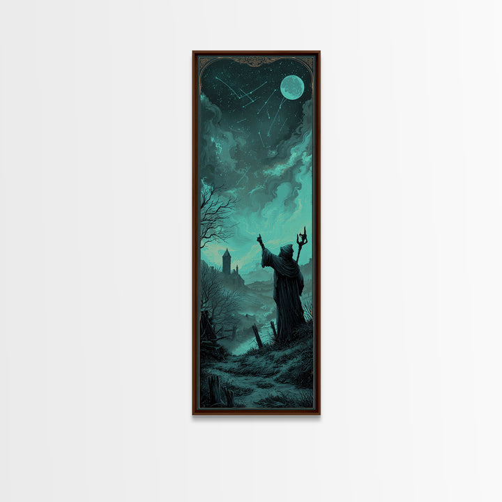 The Star-Seer Of Black Dunwich, Tall Narrow Wall Art, Cosmic Horror Wall Art, Canvas Print, Halloween Wall Decor, Gothic Home Decor