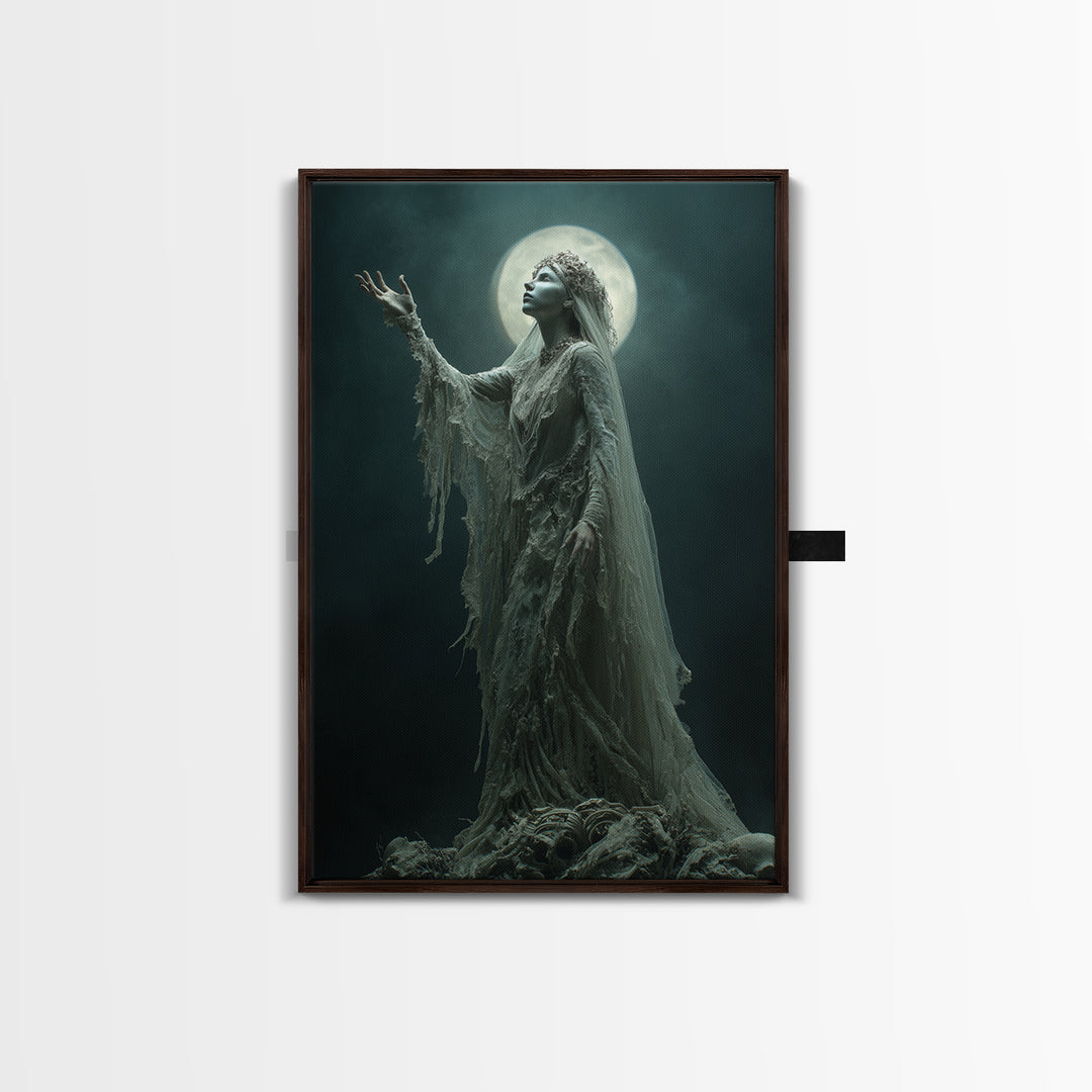 The Bride Of The Abyssal Moon, Vertical Wall Art, Dark Fantasy Wall Art, Canvas Print, Halloween Wall Decor, Gothic Home Decor