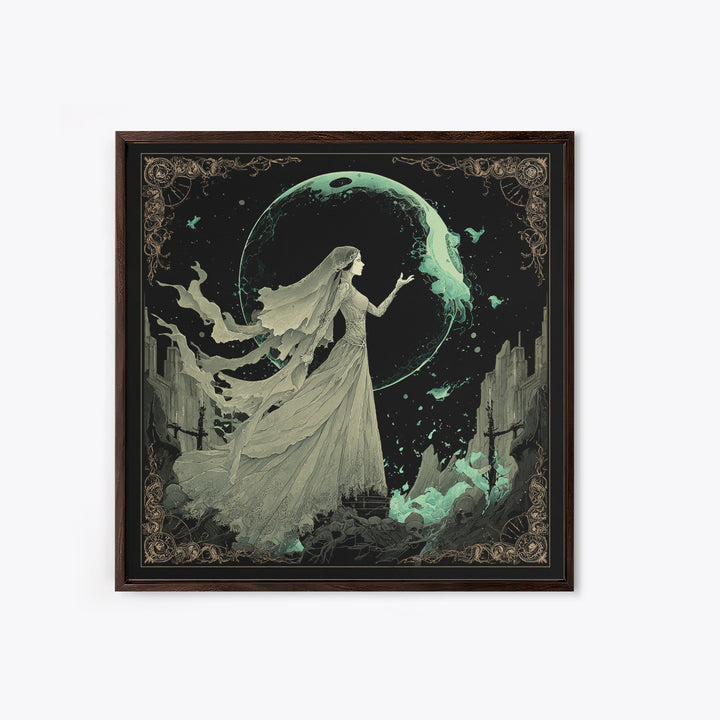 The Bride Of The Abyssal Moon, Square Wall Art, Dark Fantasy Wall Art, Canvas Print, Halloween Wall Decor, Gothic Home Decor