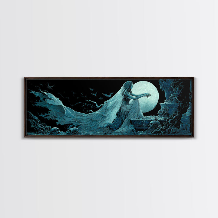 The Bride Of The Abyssal Moon, Extra Wide Wall Art, Cosmic Horror Wall Art, Canvas Print, Halloween Wall Decor, Gothic Home Decor
