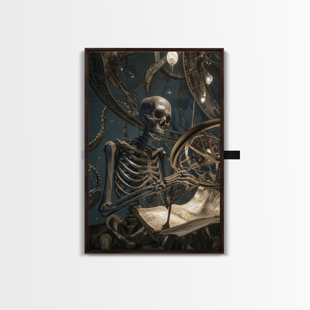 The Astronomer Of The Hollow Sky, Vertical Wall Art, Eldritch Gothic Decor, Framed Canvas Print, Halloween Wall Decor, Gothic Home Decor