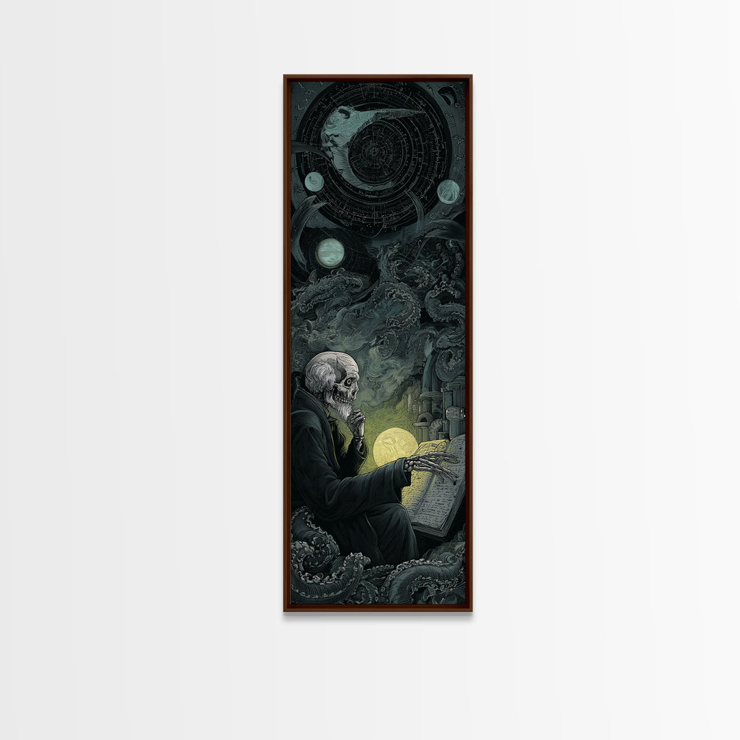 The Astronomer Of The Hollow Sky, Tall Narrow Wall Art, Haunted Gothic Art, Canvas Print, Halloween Wall Decor, Gothic Home Decor