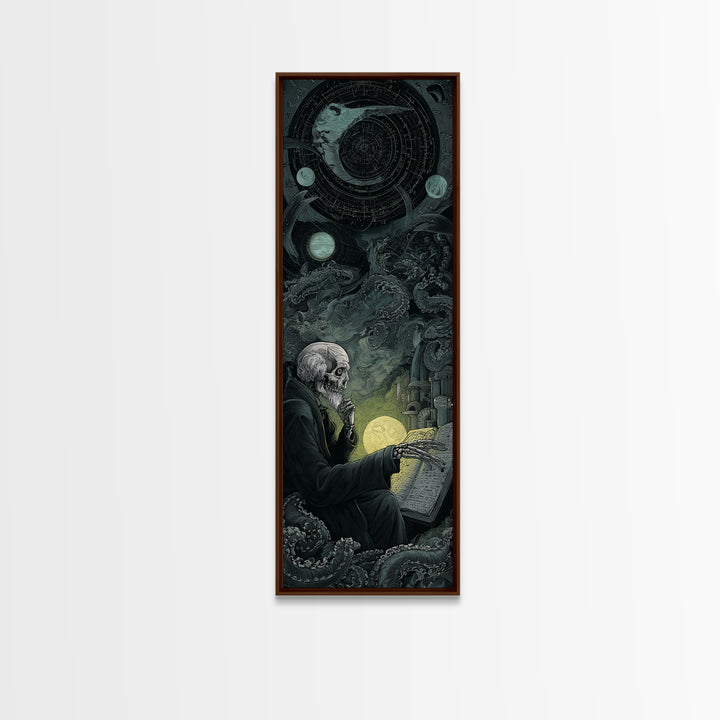 The Astronomer Of The Hollow Sky, Tall Narrow Wall Art, Haunted Gothic Art, Canvas Print, Halloween Wall Decor, Gothic Home Decor