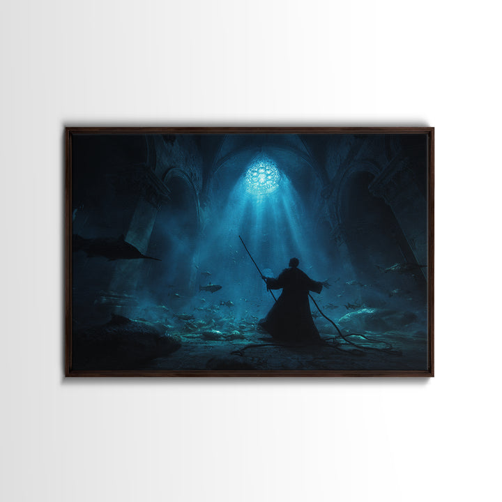 The Bellringer Of The Sunken Cathedral, Landscape Wall Art, Lovecraftian Horror Art, Canvas Print, Halloween Wall Decor, Gothic Home Decor