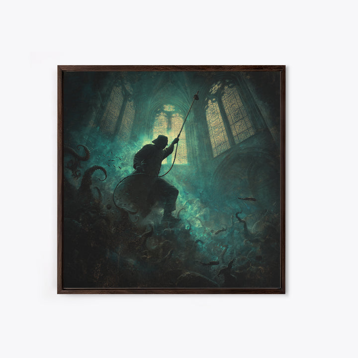 The Bellringer Of The Sunken Cathedral, Square Wall Art, Spooky Home Decor, Framed Canvas Print, Halloween Wall Decor, Gothic Home Decor