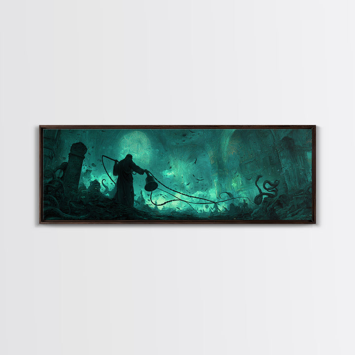 The Bellringer Of The Sunken Cathedral, Extra Wide Wall Art, Haunted Gothic Art, Framed Canvas Print, Halloween Wall Decor, Horror Wall Art