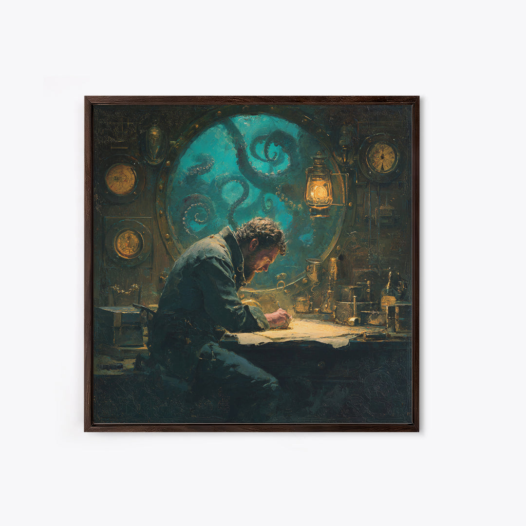 The Mapmaker Of Impossible Shores, Square Wall Art, Cosmic Horror Wall Art, Canvas Print, Halloween Wall Decor, Gothic Home Decor