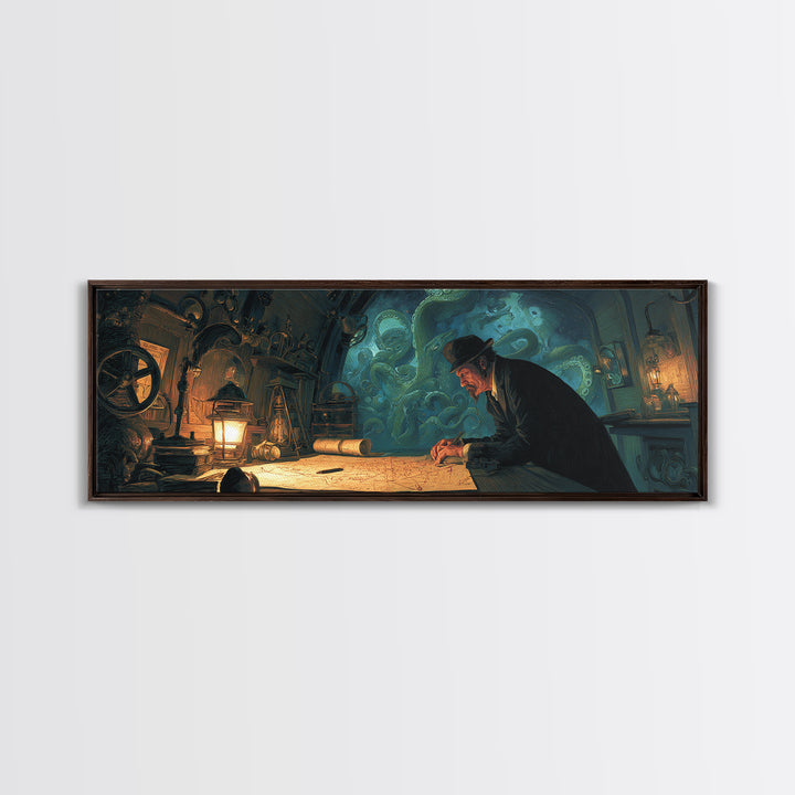 The Mapmaker Of Impossible Shores, Extra Wide Wall Art, Macabre Wall Art, Canvas Print, Halloween Wall Decor, Gothic Home Decor
