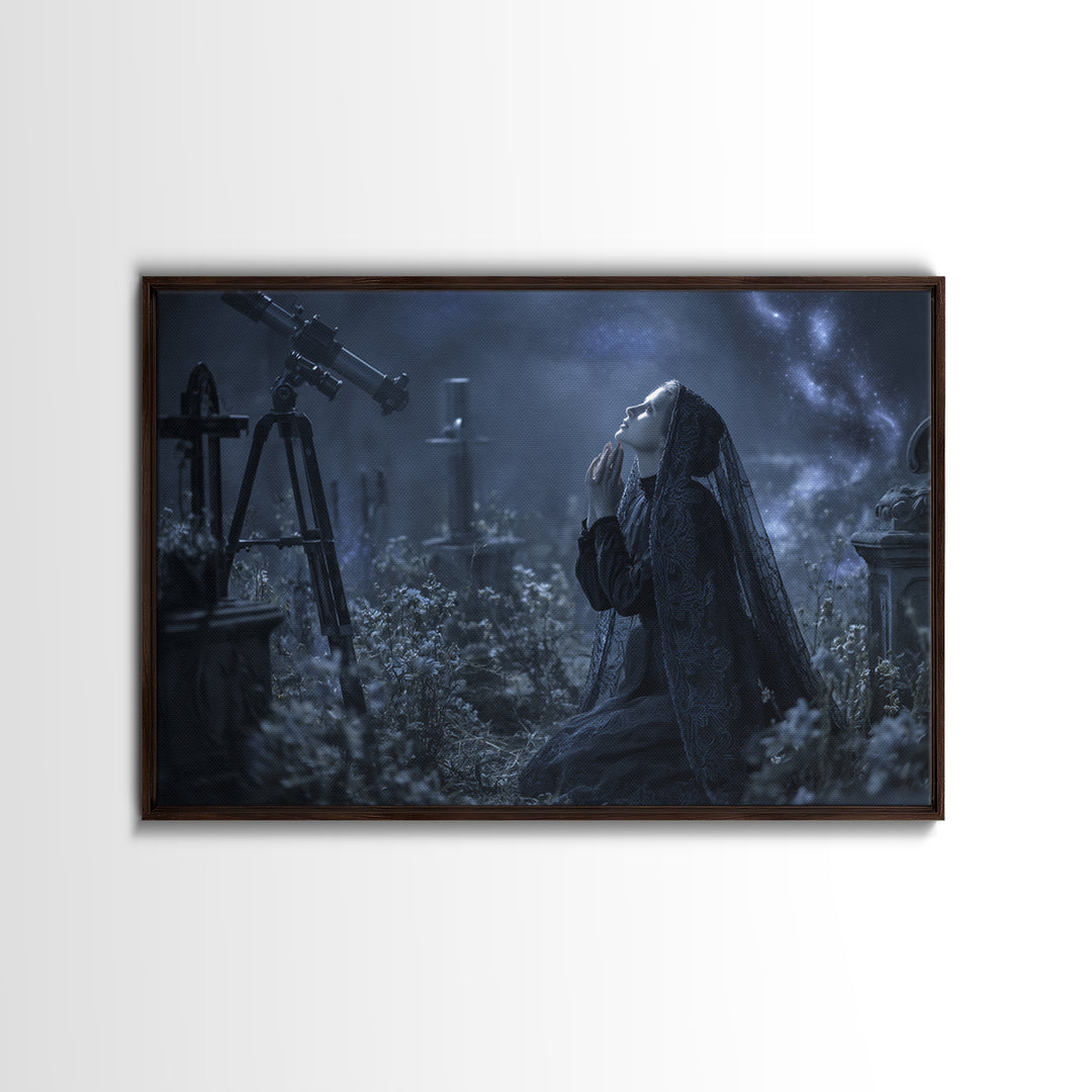 The Widow Of The Whispering Comet, Landscape Wall Art, Lovecraftian Horror Art, Canvas Print, Halloween Wall Decor, Gothic Home Decor