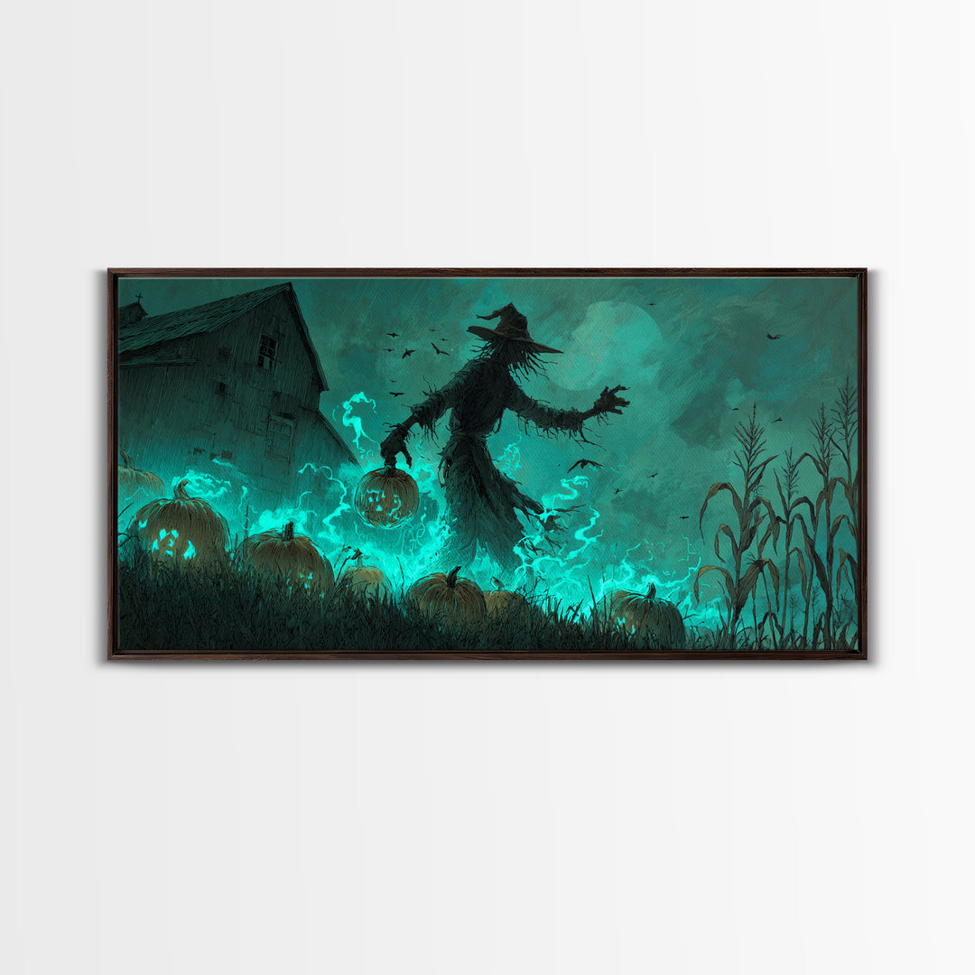 The Harvest Of The Eldritch Field, Wide Panoramic Art, Eldritch Gothic Decor, Framed Canvas Print, Halloween Wall Decor, Gothic Home Decor