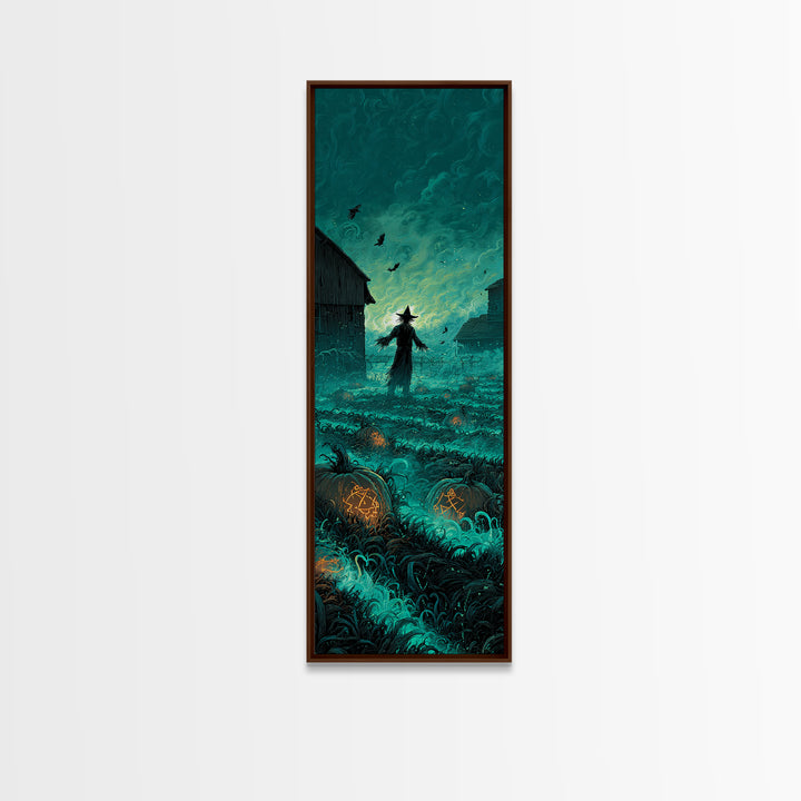 The Harvest Of The Eldritch Field, Tall Narrow Wall Art, Cosmic Horror Wall Art, Framed Canvas Print, Halloween Wall Decor