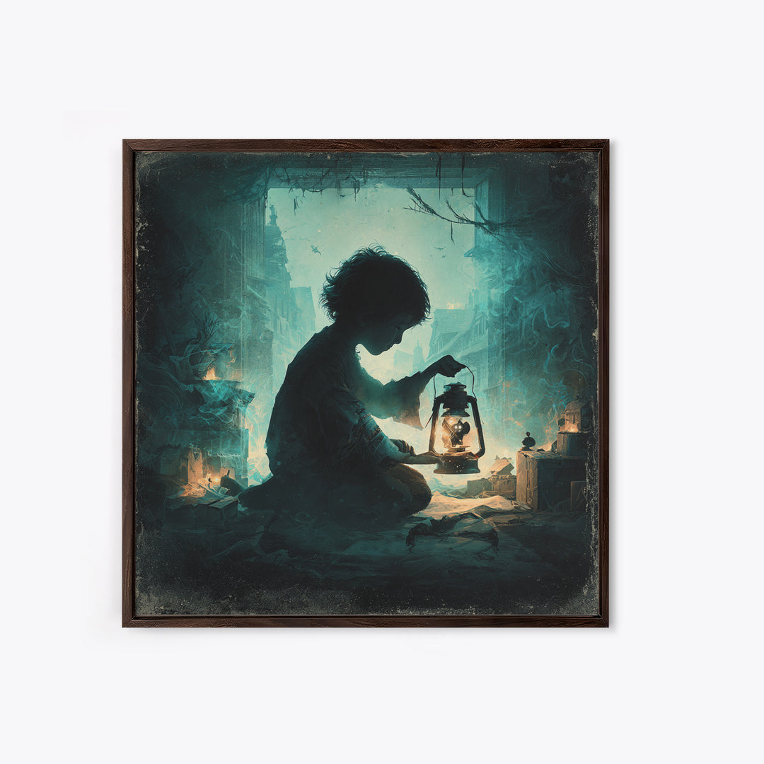 The Child Who Caught A Moon-Spawn, Square Wall Art, Eldritch Gothic Decor, Canvas Print, Halloween Wall Decor, Gothic Home Decor