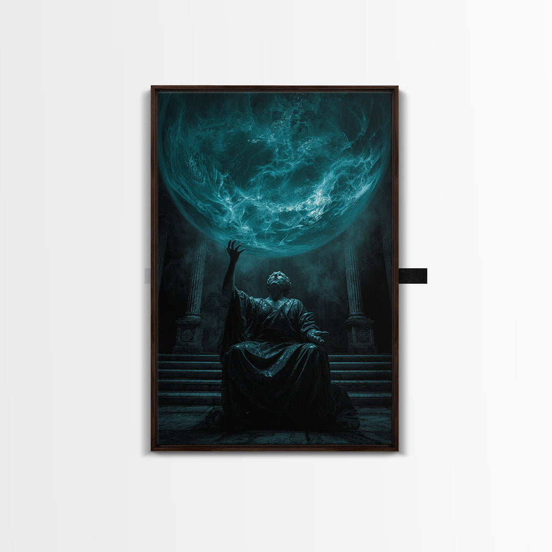 The Oracle Of The Glass Depths, Vertical Wall Art, Dark Fantasy Wall Art, Framed Canvas Print, Halloween Wall Decor, Gothic Home Decor