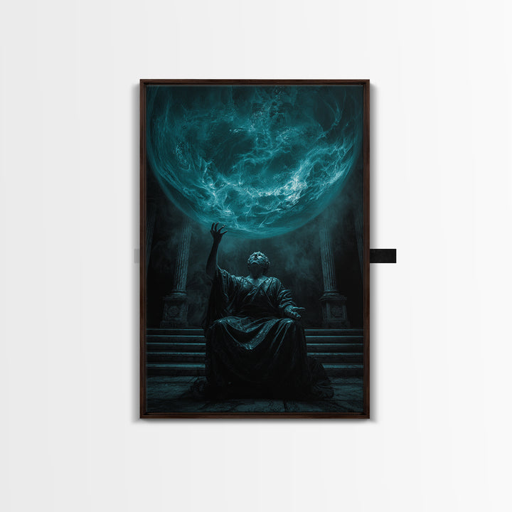 The Oracle Of The Glass Depths, Vertical Wall Art, Dark Fantasy Wall Art, Framed Canvas Print, Halloween Wall Decor, Gothic Home Decor
