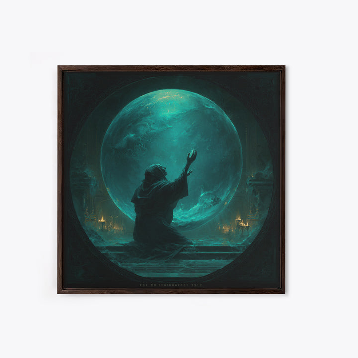 The Oracle Of The Glass Depths, Square Wall Art, Lovecraftian Horror Art, Framed Canvas Print, Halloween Wall Decor, Gothic Home Decor