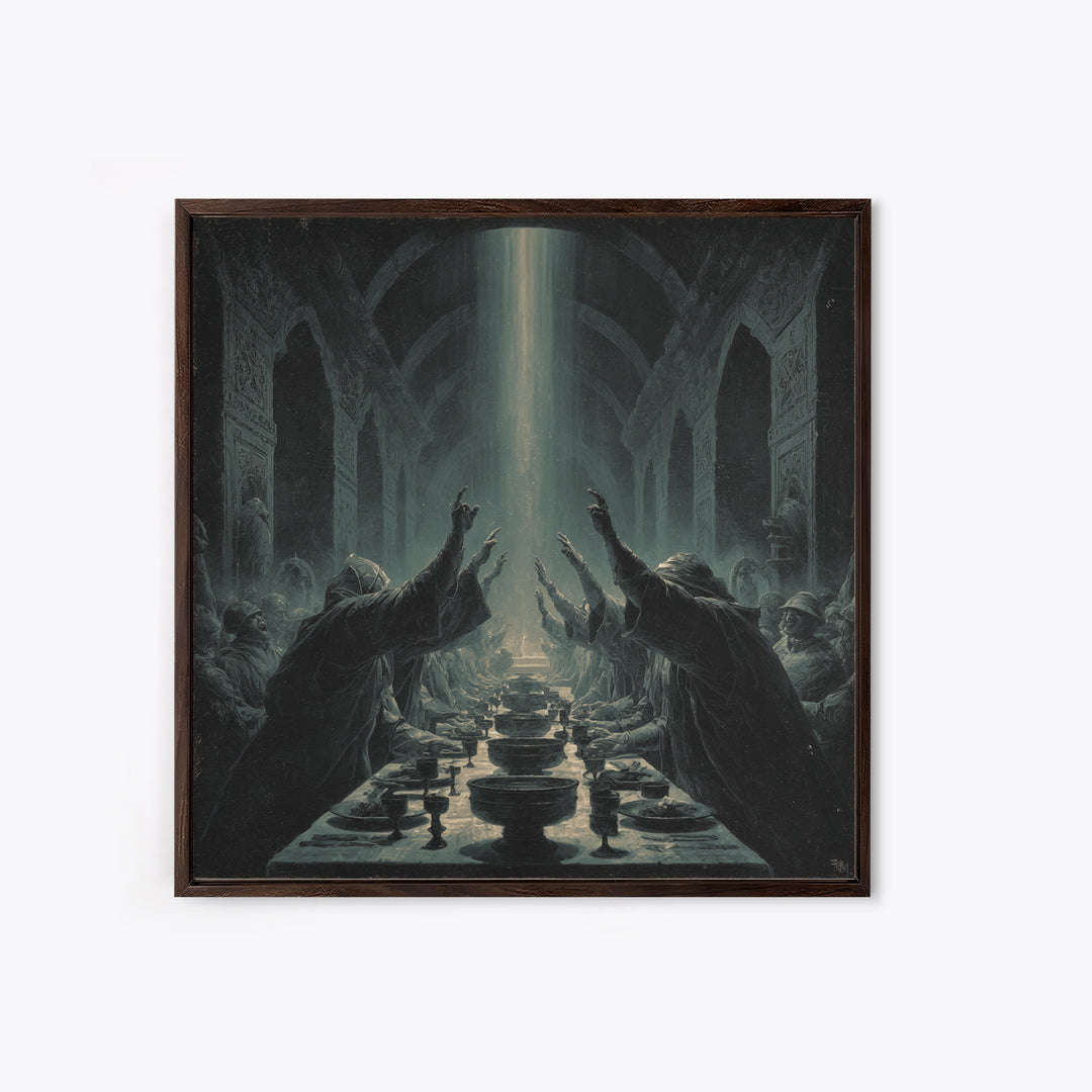 The Feast Of The Pale Cult, Square Wall Art, Macabre Wall Art, Canvas Print, Halloween Wall Decor, Gothic Home Decor, Halloween Decor