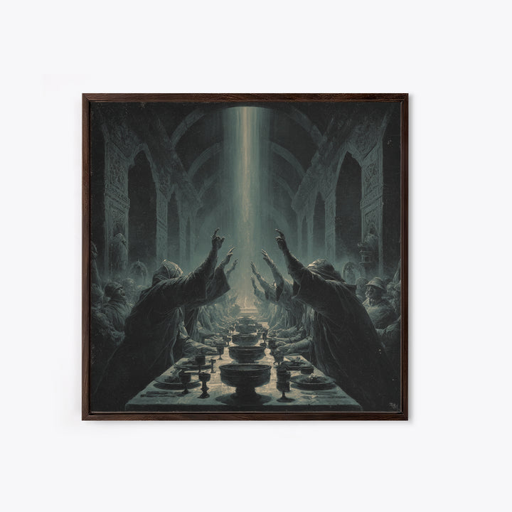 The Feast Of The Pale Cult, Square Wall Art, Macabre Wall Art, Canvas Print, Halloween Wall Decor, Gothic Home Decor, Halloween Decor