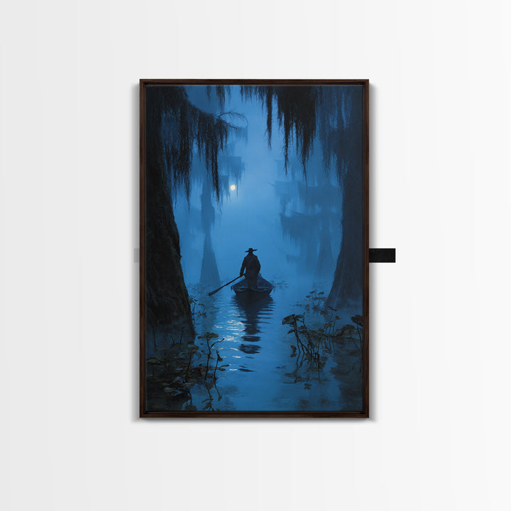 The Ferryman Of The Outer Marsh, Vertical Wall Art, Lovecraftian Horror Art, Canvas Print, Halloween Wall Decor, Gothic Home Decor