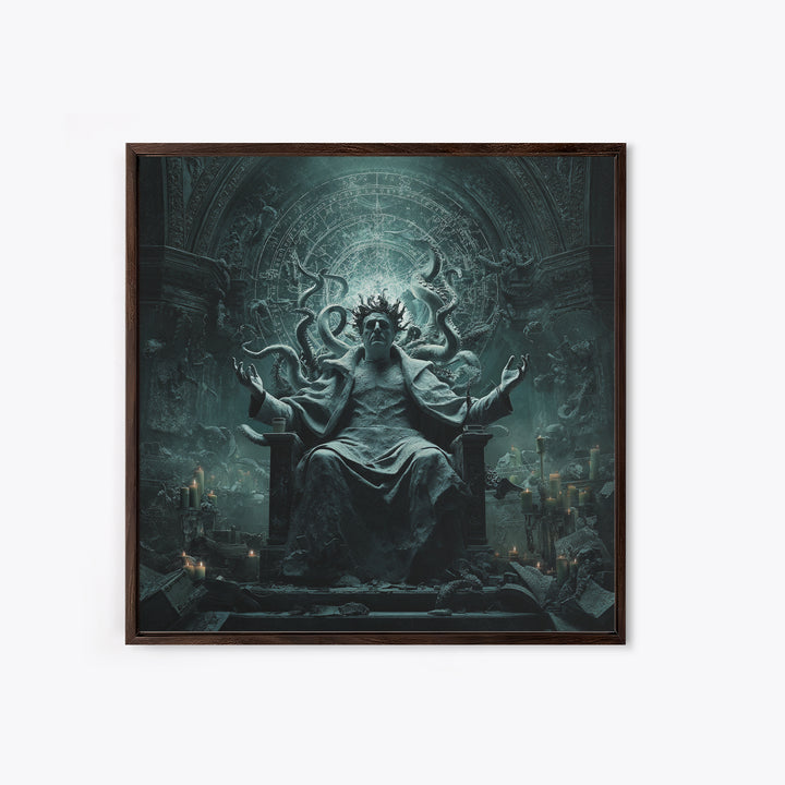 The Crown Of The Tentacled Saint, Square Wall Art, Dark Halloween Decor, Framed Canvas Print, Halloween Wall Decor, Gothic Home Decor