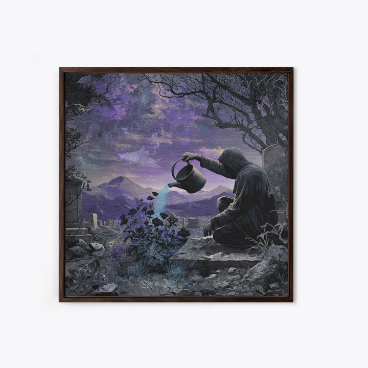 The Grave Gardener Of Yuggoth, Square Wall Art, Cosmic Horror Wall Art, Framed Canvas Print, Halloween Wall Decor, Gothic Home Decor