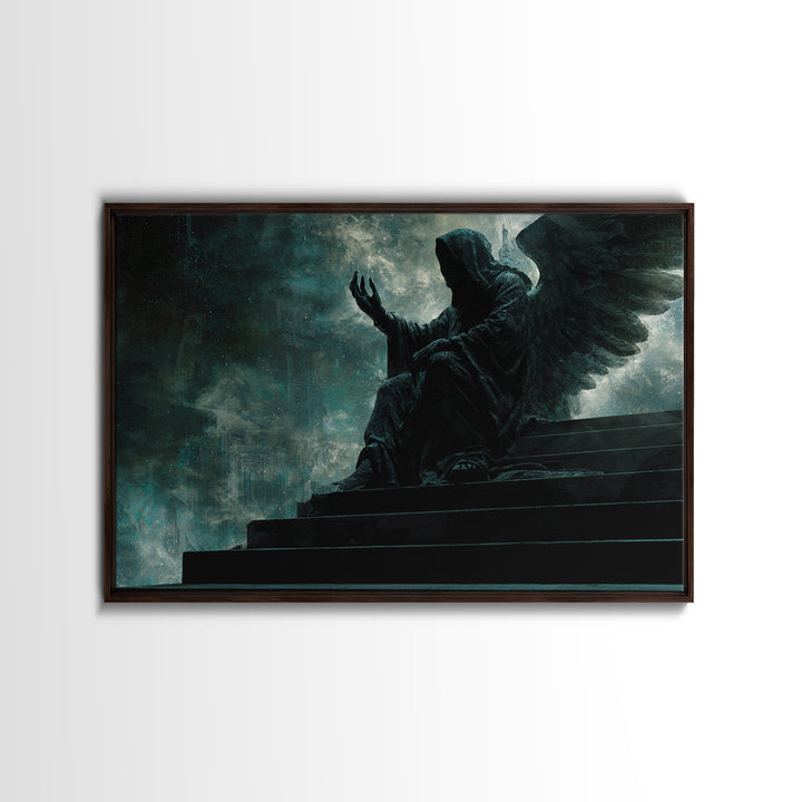 The Moth Prophet Of Kadath, Landscape Wall Art, Lovecraftian Horror Art, Framed Canvas Print, Halloween Wall Decor, Gothic Home Decor