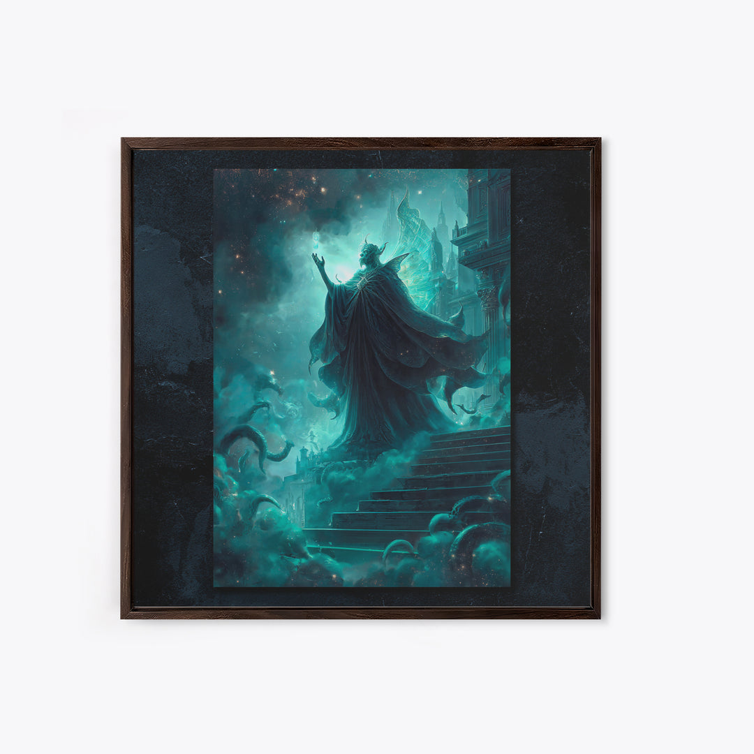 The Moth Prophet Of Kadath, Square Wall Art, Cosmic Horror Wall Art, Framed Canvas Print, Halloween Wall Decor, Gothic Home Decor