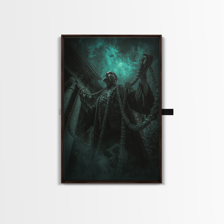 The Moonlit Shoggoth Menagerie, Vertical Wall Art, Macabre Wall Art, Framed Canvas Print, Halloween Wall Decor, Gothic Home Decor