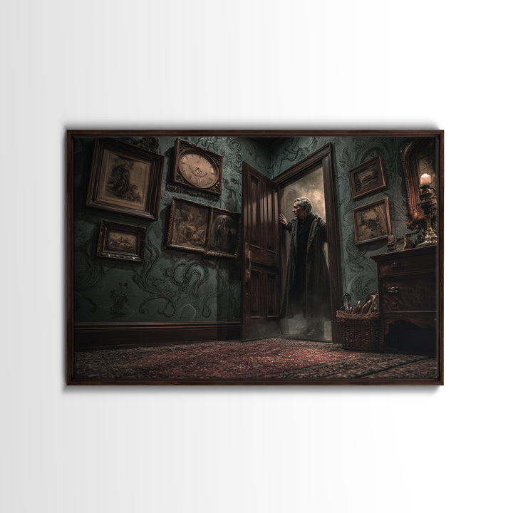 The Thirteenth Door Of Arkham House, Landscape Wall Art, Haunted Gothic Art, Canvas Print, Halloween Wall Decor, Gothic Home Decor