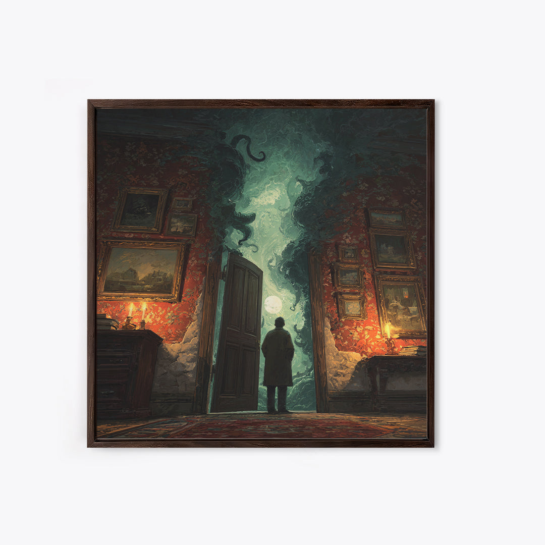 The Thirteenth Door Of Arkham House, Square Wall Art, Dark Fantasy Wall Art, Canvas Print, Halloween Wall Decor, Gothic Home Decor