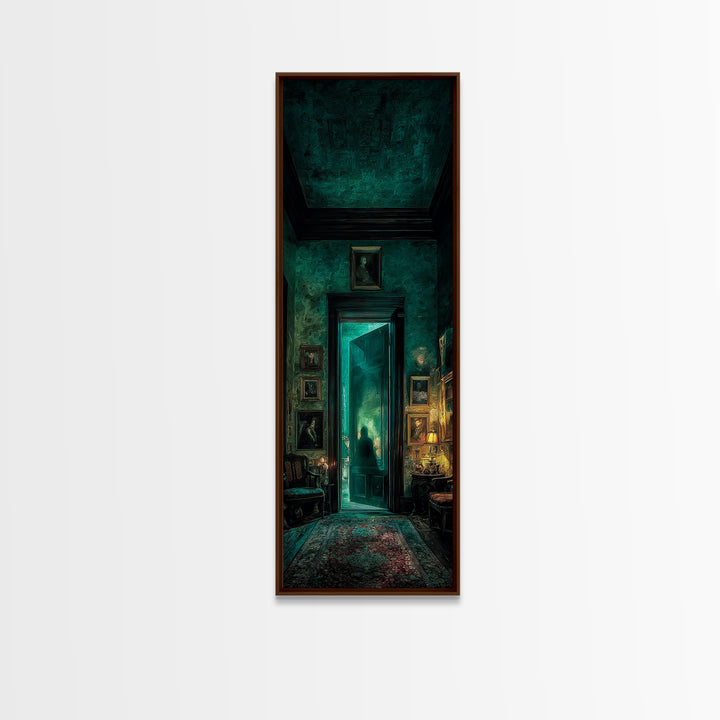 The Thirteenth Door Of Arkham House, Tall Narrow Wall Art, Spooky Home Decor, Canvas Print, Halloween Wall Decor, Gothic Home Decor