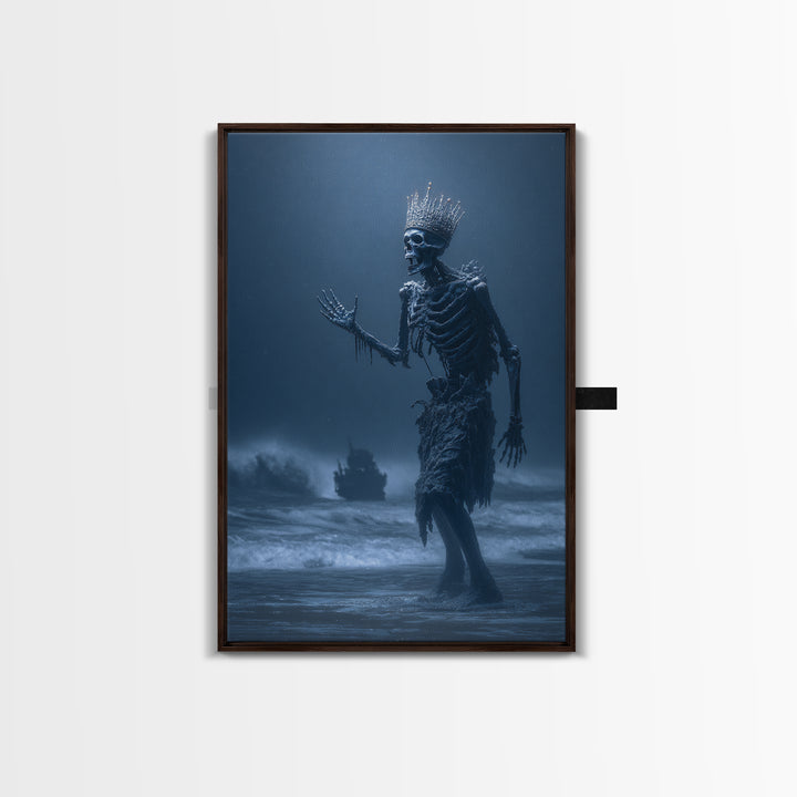 The Salt King Of The Black Shore, Vertical Wall Art, Macabre Wall Art, Framed Canvas Print, Halloween Wall Decor, Gothic Home Decor