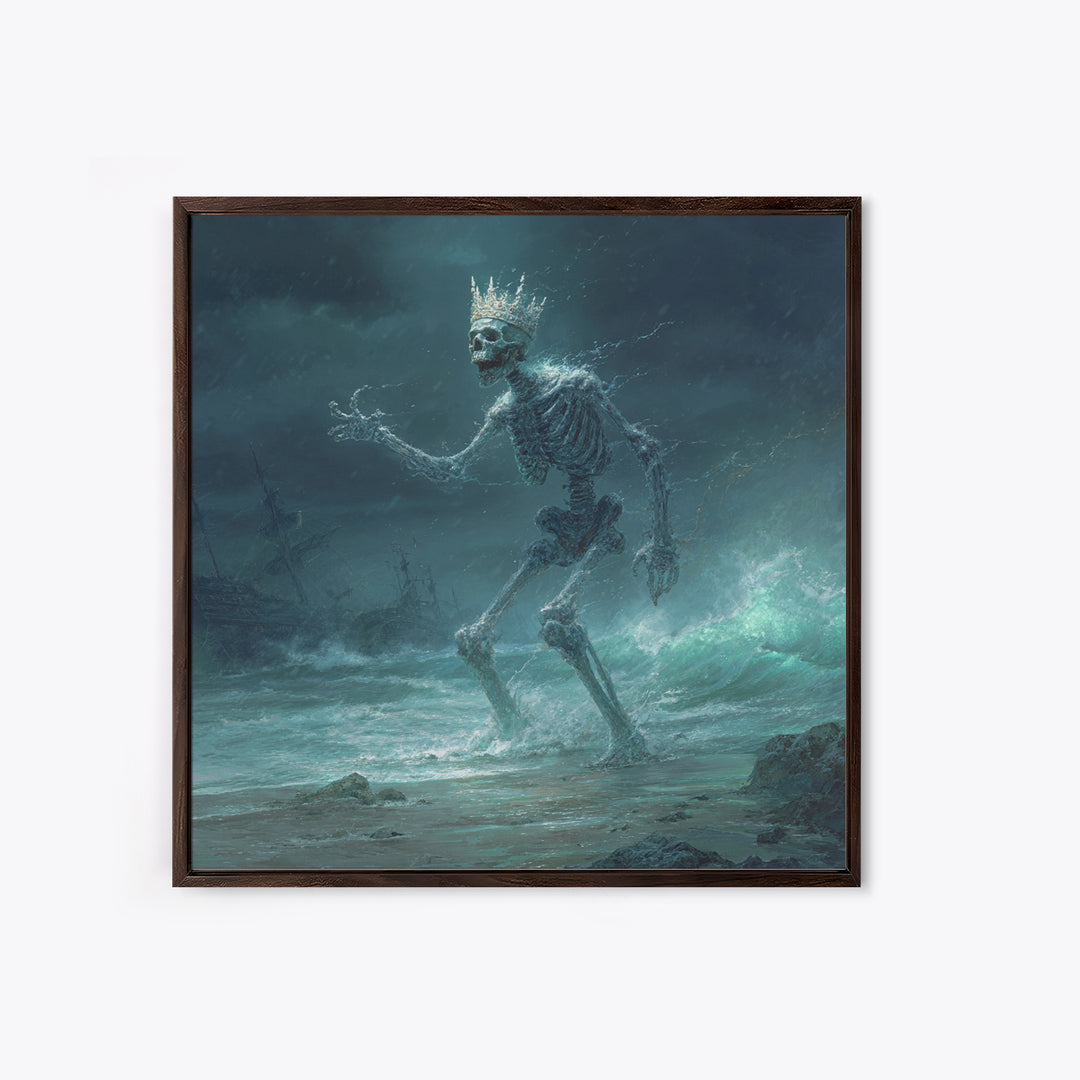 The Salt King Of The Black Shore, Square Wall Art, Dark Halloween Decor, Framed Canvas Print, Halloween Wall Decor, Gothic Home Decor