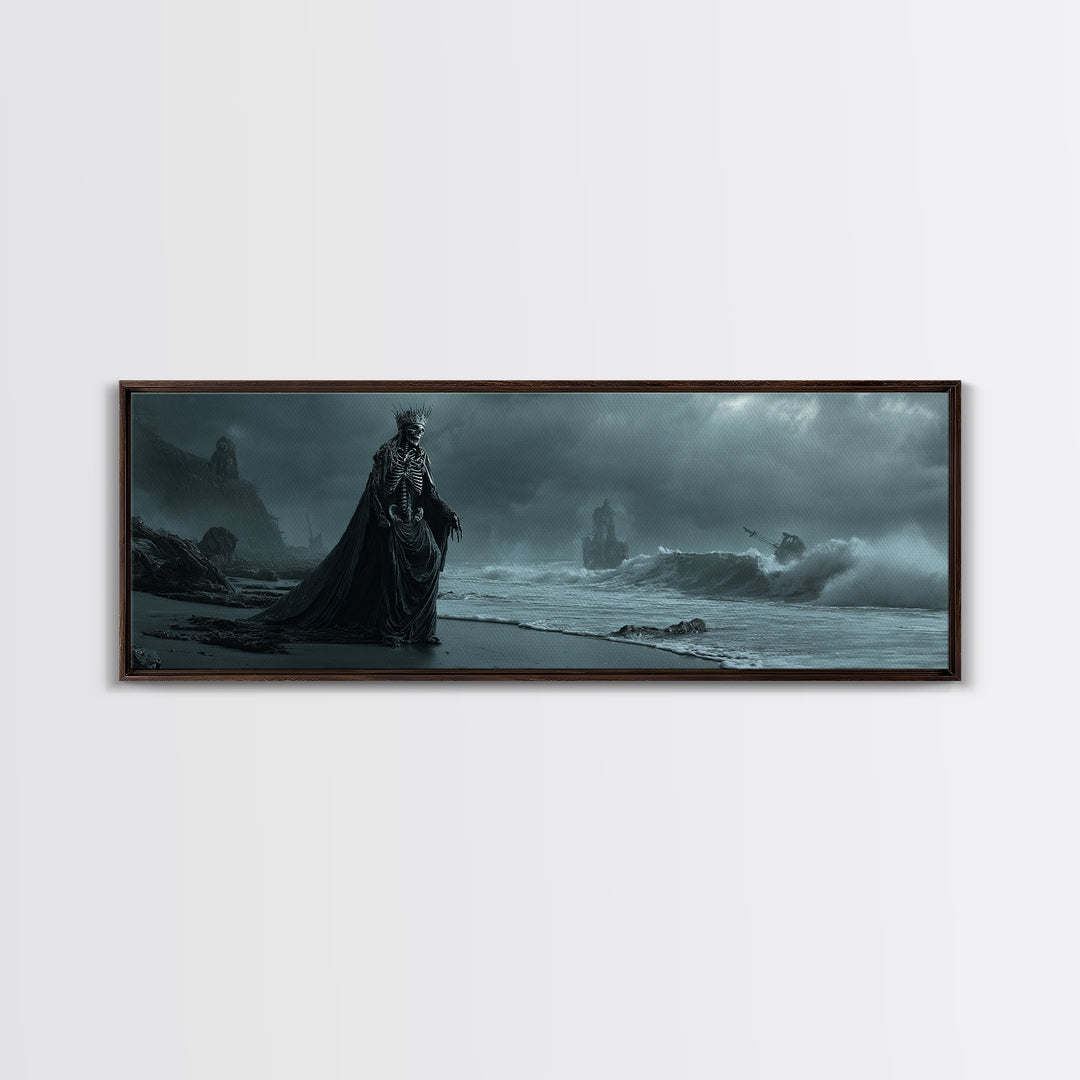 The Salt King Of The Black Shore, Extra Wide Wall Art, Gothic Horror Wall Art, Framed Canvas Print, Halloween Wall Decor, Gothic Home Decor