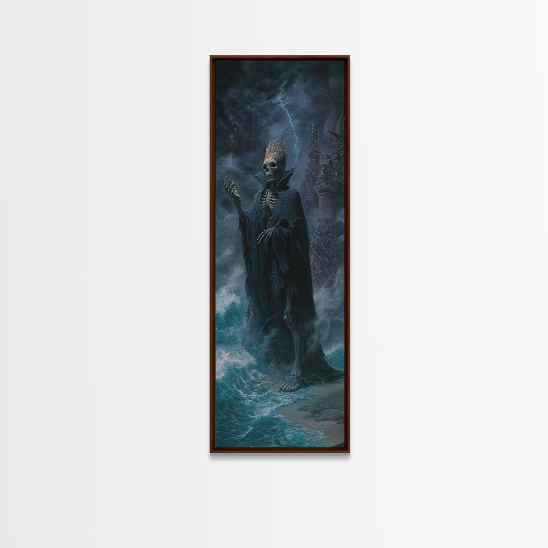 The Salt King Of The Black Shore, Tall Narrow Wall Art, Dark Halloween Decor, Framed Canvas Print, Halloween Wall Decor, Gothic Home Decor