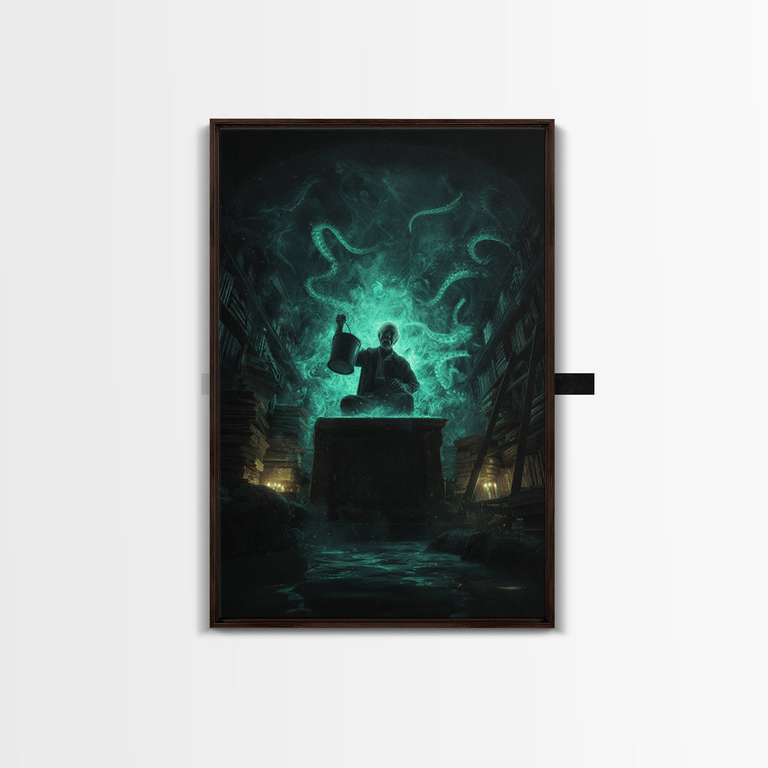 The Dreamwell Beneath Miskatonic, Vertical Wall Art, Dark Fantasy Wall Art, Canvas Print, Halloween Wall Decor, Gothic Home Decor