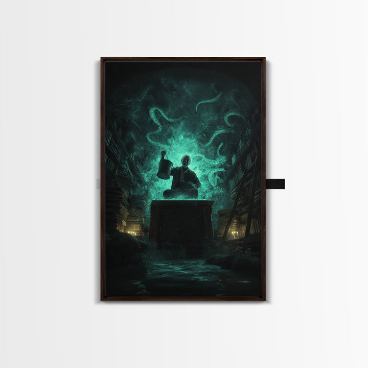 The Dreamwell Beneath Miskatonic, Vertical Wall Art, Dark Fantasy Wall Art, Canvas Print, Halloween Wall Decor, Gothic Home Decor