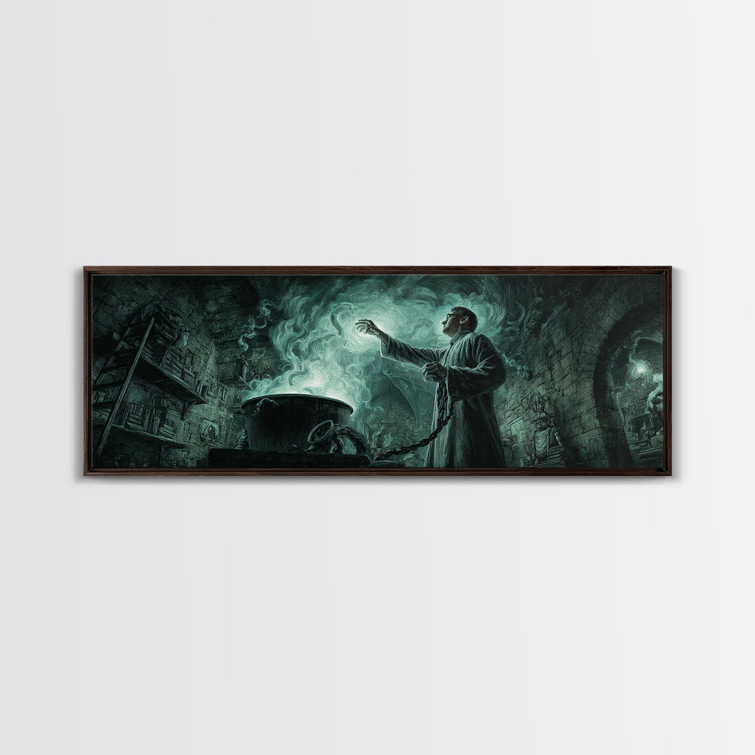 The Dreamwell Beneath Miskatonic, Extra Wide Wall Art, Eldritch Gothic Decor, Canvas Print, Halloween Wall Decor, Gothic Home Decor