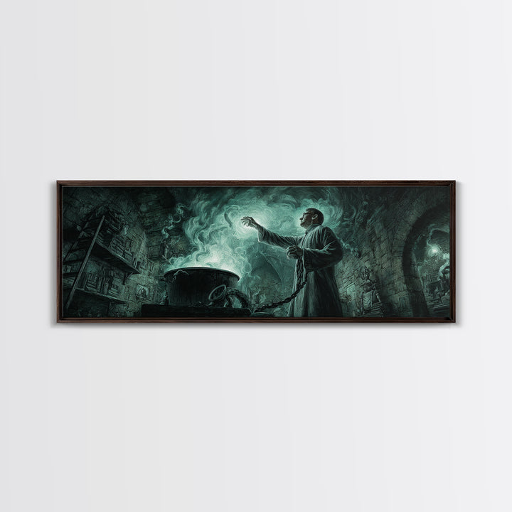 The Dreamwell Beneath Miskatonic, Extra Wide Wall Art, Eldritch Gothic Decor, Canvas Print, Halloween Wall Decor, Gothic Home Decor
