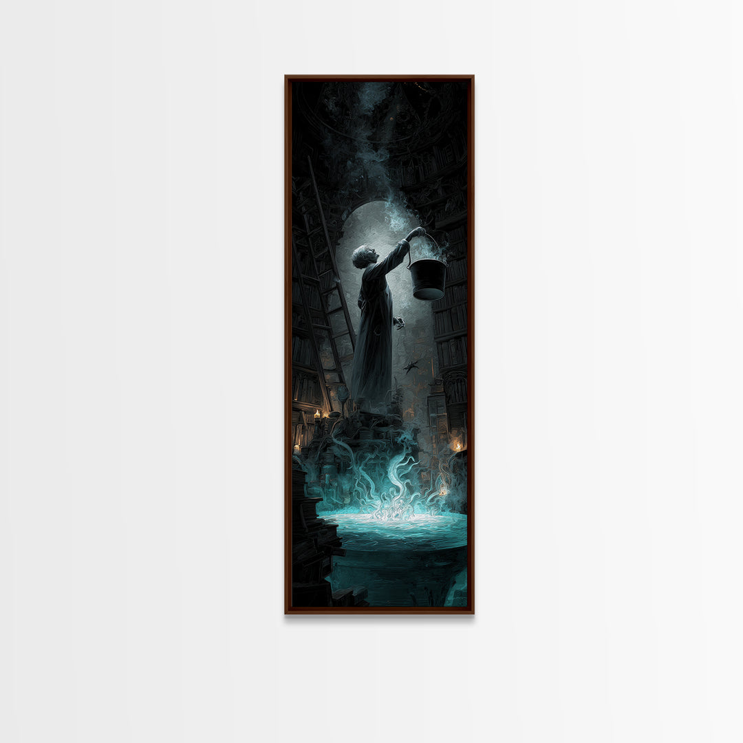 The Dreamwell Beneath Miskatonic, Tall Narrow Wall Art, Cosmic Horror Wall Art, Framed Canvas Print, Halloween Wall Decor, Gothic Home Decor