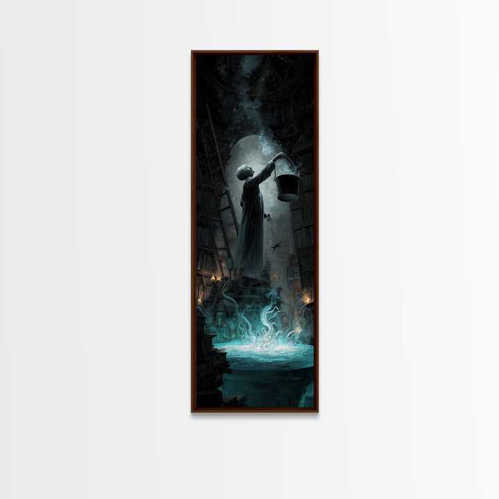 The Dreamwell Beneath Miskatonic, Tall Narrow Wall Art, Cosmic Horror Wall Art, Framed Canvas Print, Halloween Wall Decor, Gothic Home Decor