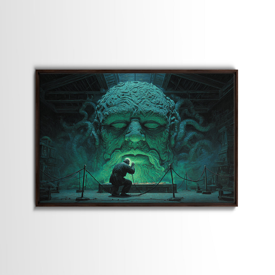 The Custodian Of The Whispering Idol, Landscape Wall Art, Dark Halloween Decor, Canvas Print, Halloween Wall Decor, Gothic Home Decor