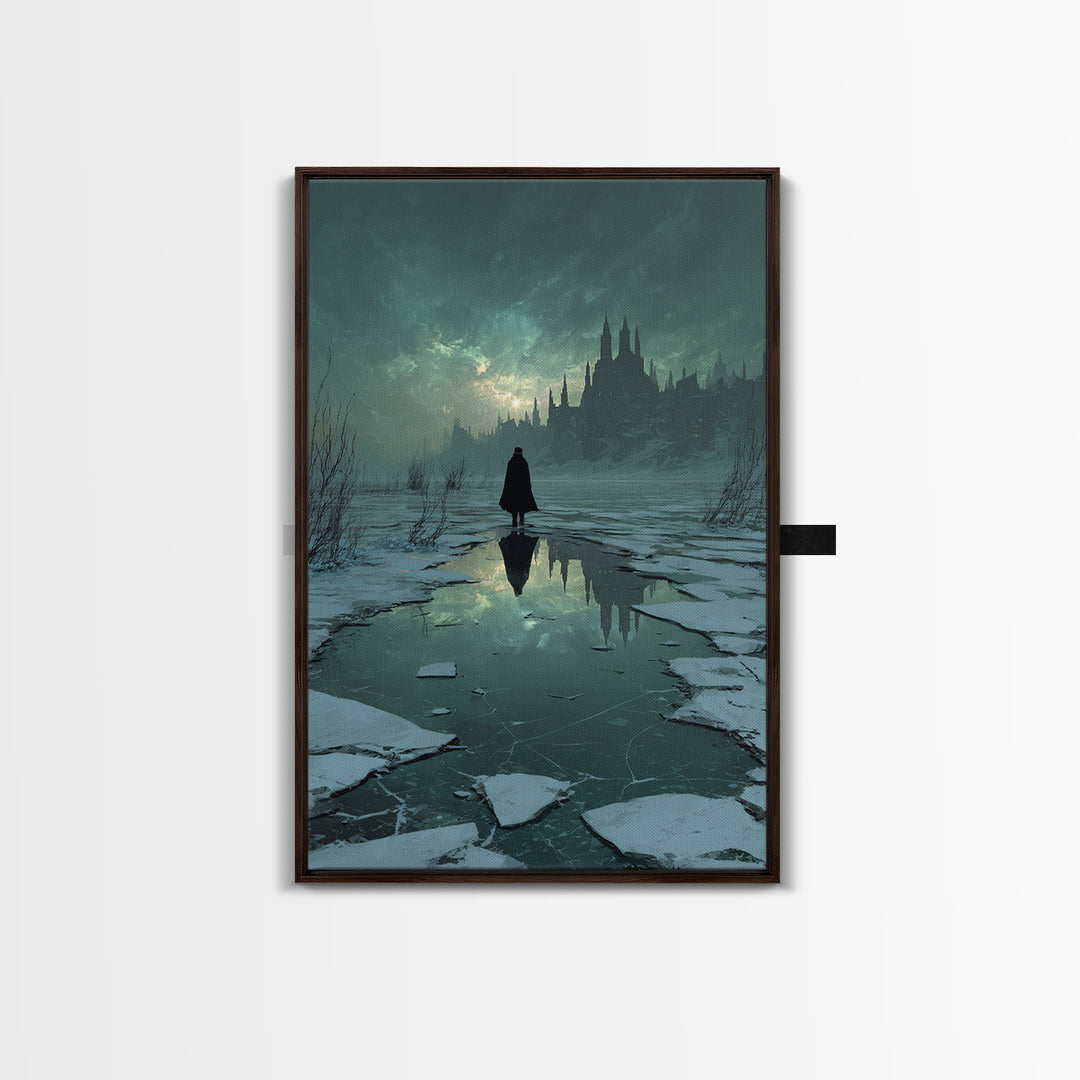 The Frost Beyond Carcosa, Vertical Wall Art, Eldritch Gothic Decor, Framed Canvas Print, Halloween Wall Decor, Gothic Home Decor