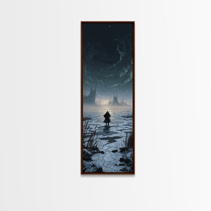 The Frost Beyond Carcosa, Tall Narrow Wall Art, Gothic Horror Wall Art, Framed Canvas Print, Halloween Wall Decor, Gothic Home Decor