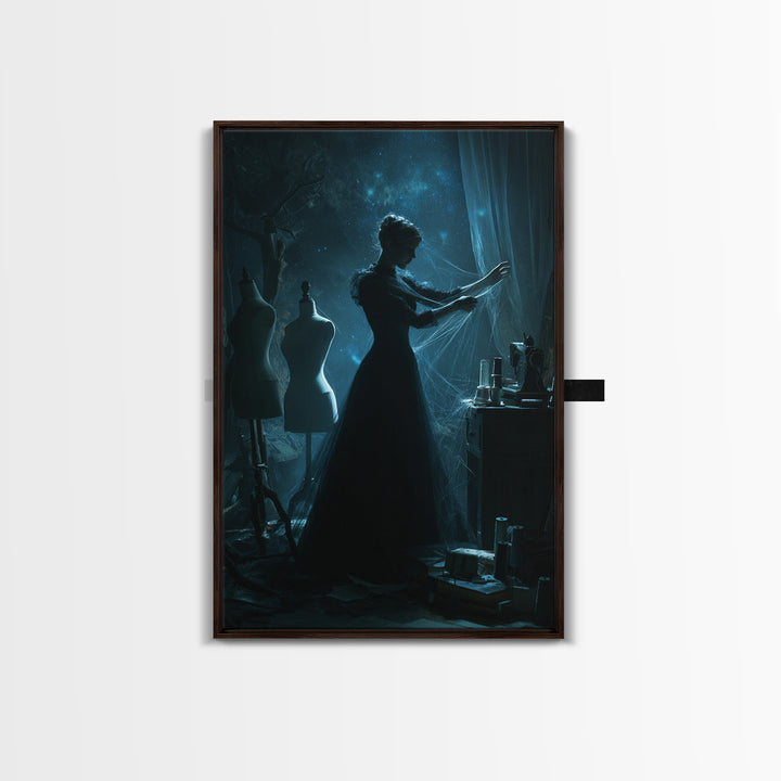 The Seamstress Of Living Nebulae, Vertical Wall Art, Eldritch Gothic Decor, Canvas Print, Halloween Wall Decor, Gothic Home Decor