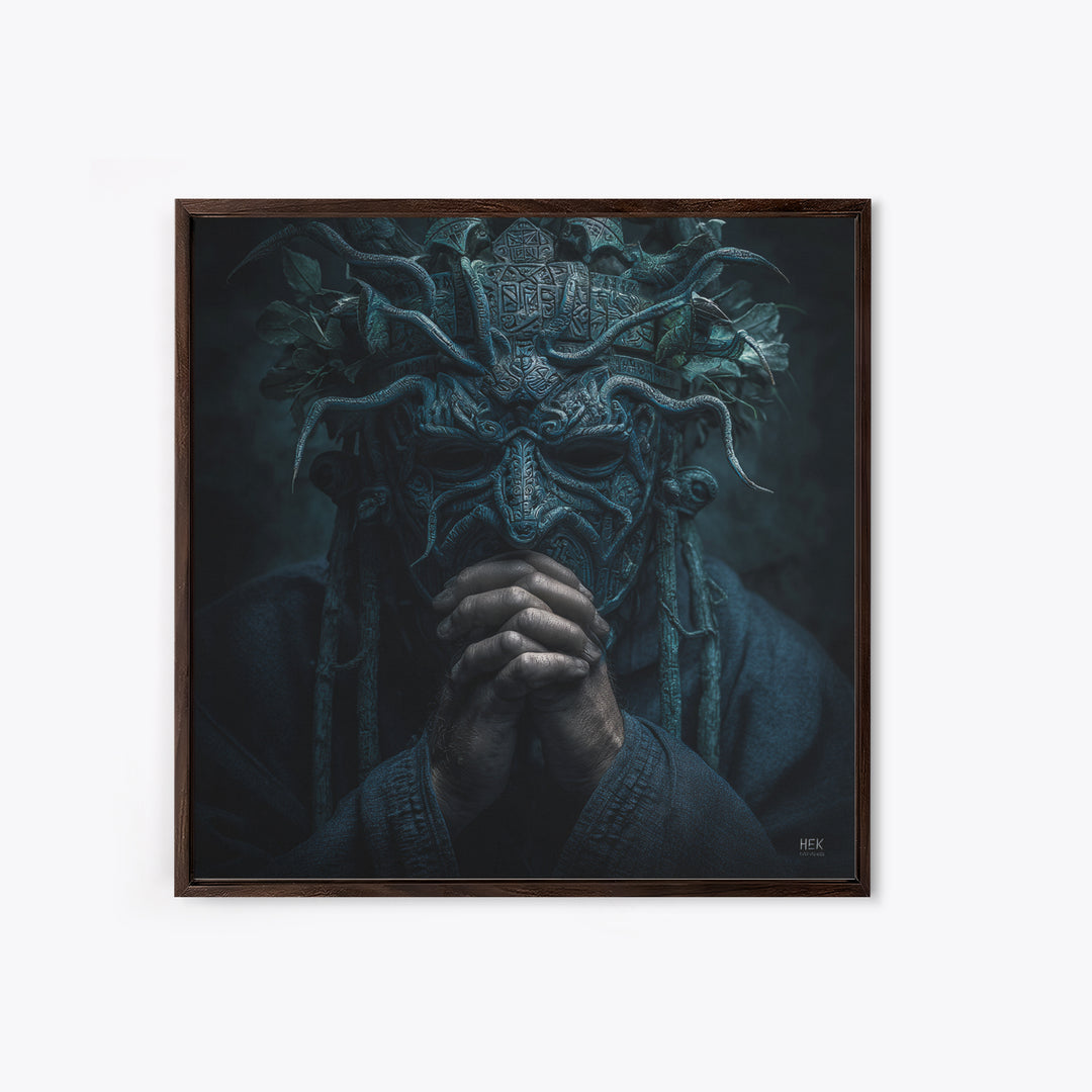 The Mask Of The Crawling God, Square Wall Art, Eldritch Gothic Decor, Canvas Print, Halloween Wall Decor, Gothic Home Decor, Horror Wall Art