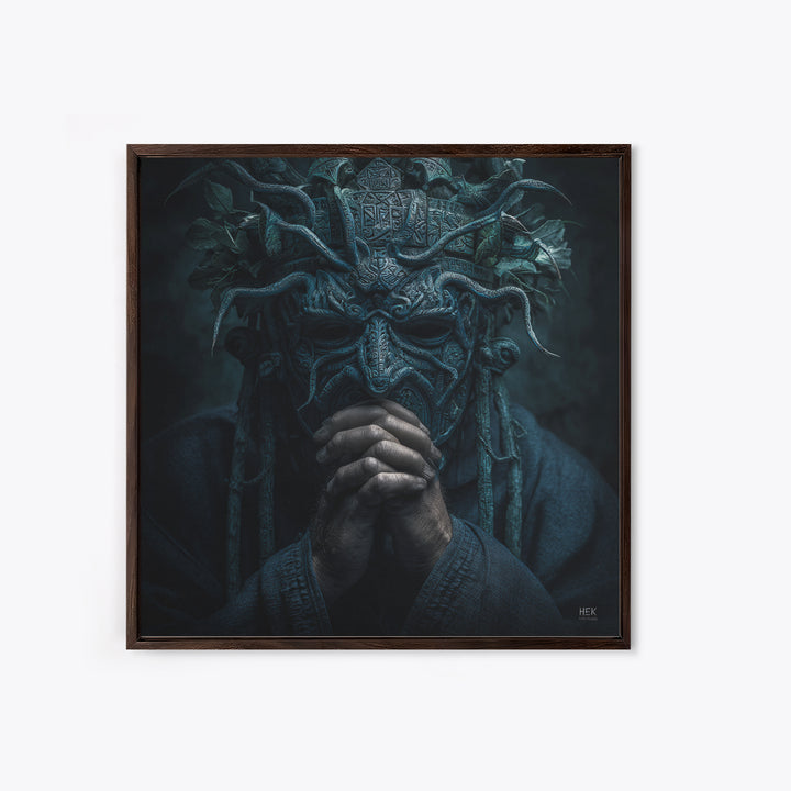 The Mask Of The Crawling God, Square Wall Art, Eldritch Gothic Decor, Canvas Print, Halloween Wall Decor, Gothic Home Decor, Horror Wall Art